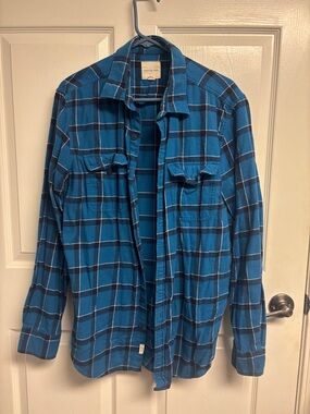 American Eagle Outfitters Teal and Navy Plaid Shirt